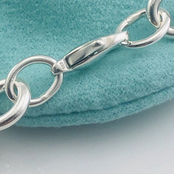 22" Return To Tiffany & Co Sterling Silver Mens Unisex Circle Round Tag Necklace - Picture 7 of 7